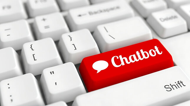 Chatbot Keyboard Button &ndash; AI Assistant, Conversational AI and Customer Support Automation Concept