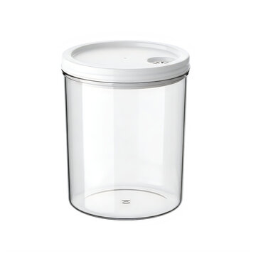 Empty transparent glass jar with lid