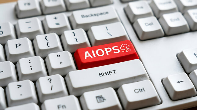 AIOps Keyboard Button &ndash; Artificial Intelligence for IT Operations, IT Automation and Enterprise Monitoring Concept