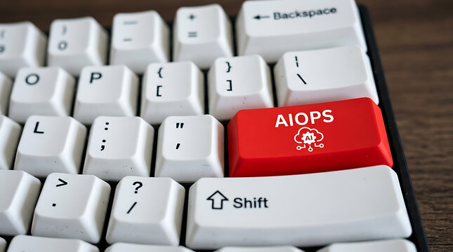 AIOps Keyboard Button &ndash; Artificial Intelligence for IT Operations, IT Automation and Enterprise Monitoring Concept