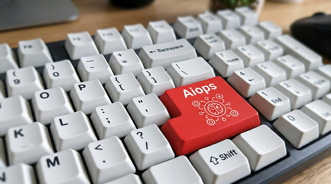 AIOps Keyboard Button &ndash; Artificial Intelligence for IT Operations, IT Automation and Enterprise Monitoring Concept