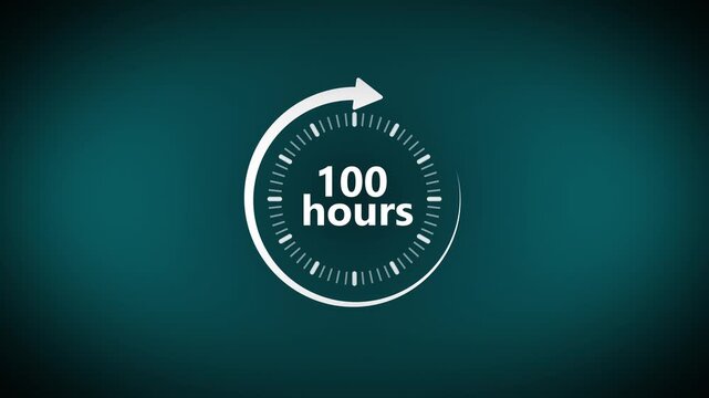 100 Hours Time Counter with Circular Progress Indicator and White Typography on Deep Cyan Gradient Background Layout