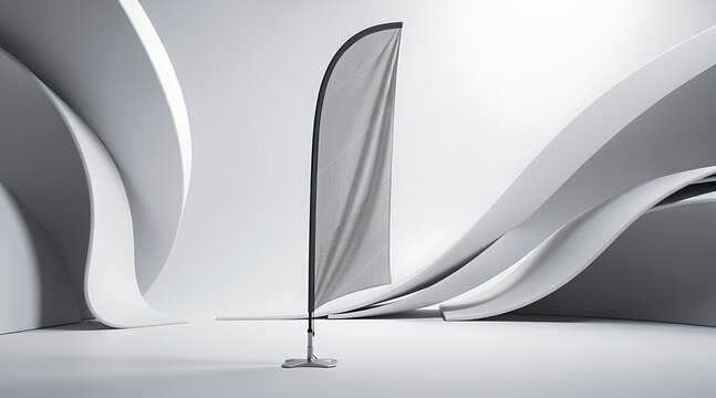 Blank white feather flag banner mockup on a clean studio background.