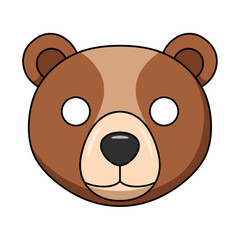 Fototapeta premium Cute Brown Bear Face Vector Illustration Isolated on White Background