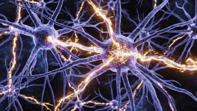 Neural synapse firing electric impulse in brain.