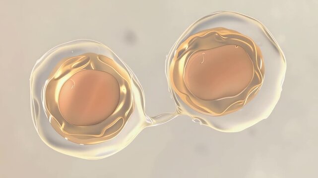 Two newly formed daughter cells stabilizing after mitosis