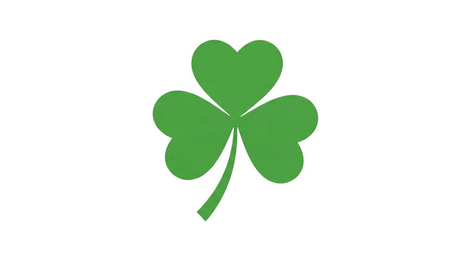Simple green shamrock clover icon isolated on white background.