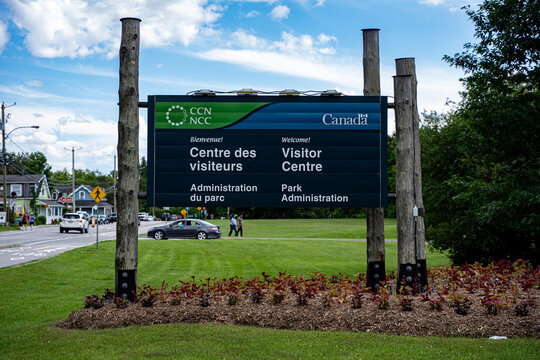 Sign of Gatineau Park Visitor Centre. Gatineau, Canada - June 25, 2026.