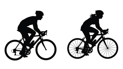 Obraz premium Cyclists Riding Road Bikes In Silhouette bicycle