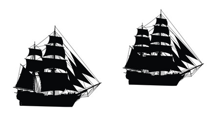 Two sailing ships depicted as a black silhouette © Nurunnar