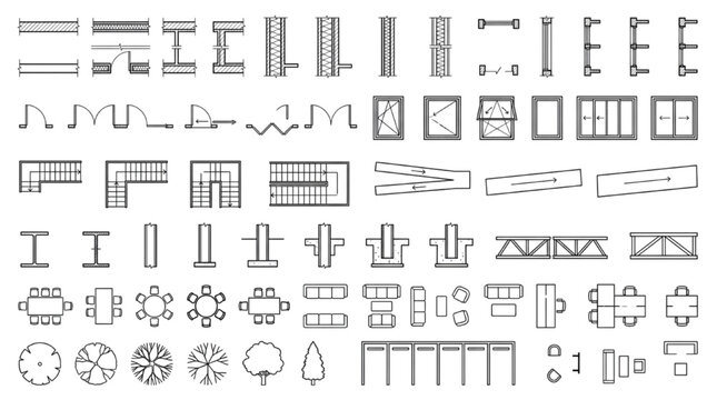 Architectural CAD Symbol Library Floor Plan Door Window Stair Furniture