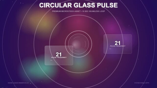 Pulsing circular glass animation on black background