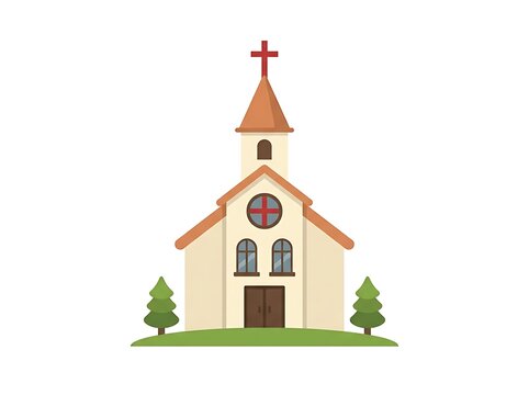 Flat vector illustration of a small church building