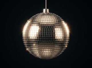 Fototapeta premium Shiny disco ball reflecting light isolated on black background