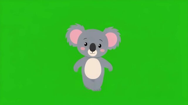 Cute koala character dancing in a seamless loop with a green screen background for animation