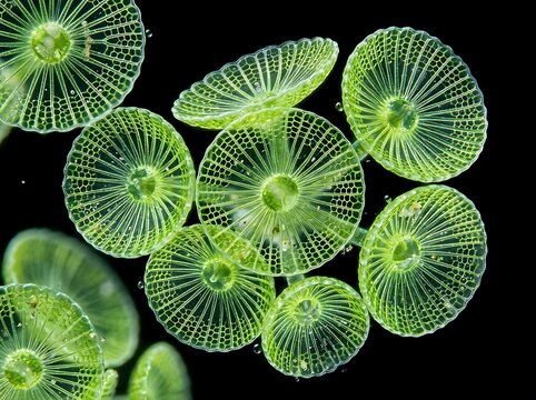 Microscopic view of acetabularia, a genus of green algae