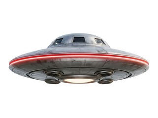 Fototapeta premium Metallic flying saucer ufo isolated on white background