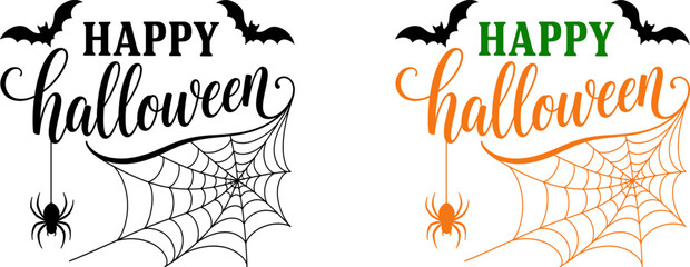 Halloween greeting graphics with spider webs and bats © MunnaxAm