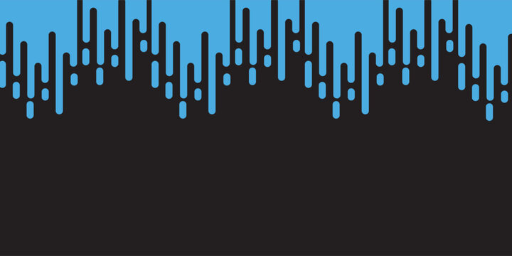 Abstract black and blue background with vertical rounded lines pattern like digital equalizer or data flow