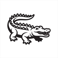 Obraz premium Crocodile Mascot Cartoon Illustration, Alligator Cartoon Character Design, Black and White Crocodile Logo, Fierce Crocodile Mascot Clipart, Vintage Alligator Emblem Illustration, Wild Crocodile Animal