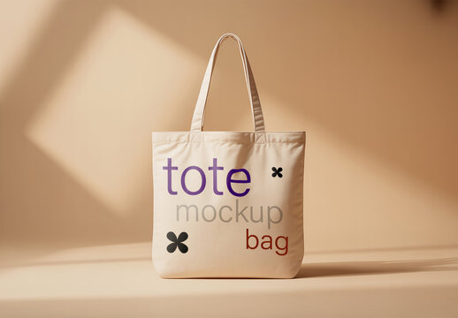 Tote Bag Mockup Template in Warm Studio Light with Soft Shadows