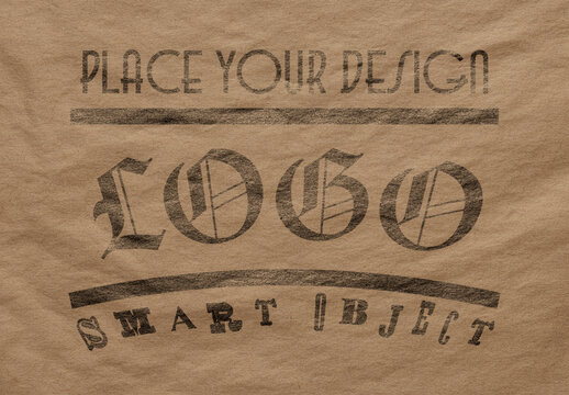 Vintage Stamped Logo Mockup on Wrinkled Kraft Paper Texture