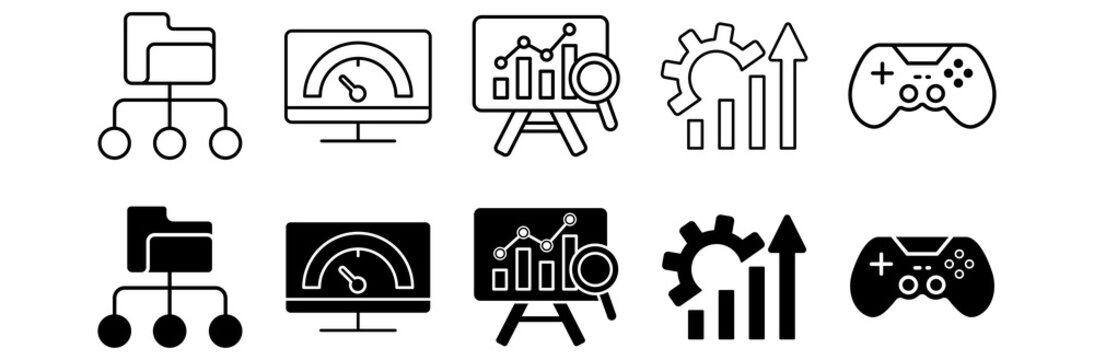 Dmaic icon set. Management and performance symbol. Vector illustration.