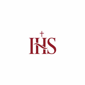 Christian IHS Christogram Symbol in Red Color.
