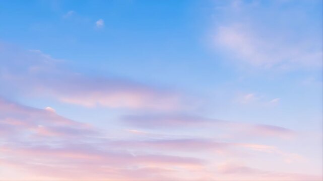 Cloudscape with Soft Moving Clouds at Sunrise Sky Gradient, Dreamy Pastel Atmosphere, Wide Landscape Background for Nature Concept