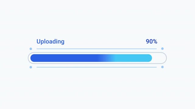 Modern flat vector animation of a rounded uploading progress bar with percentage indicator and loading status. Ideal for user interface, cloud storage, software, web applications, and technology proje