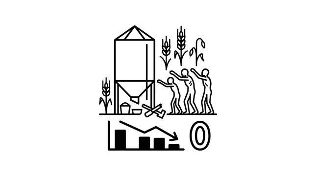 Agricultural Crisis Concept: Falling Harvest, Labor Struggle, and Economic Decline