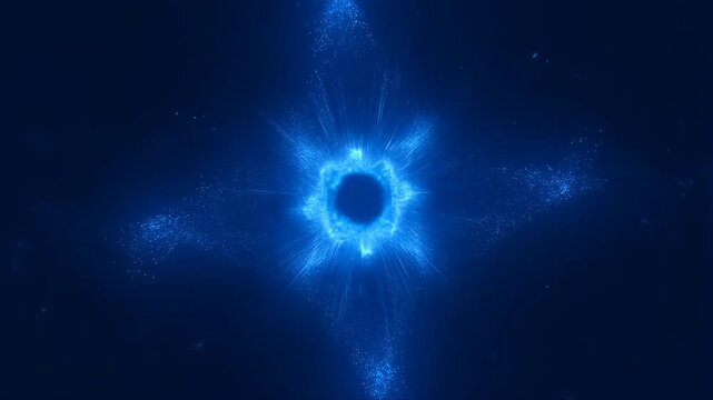 Tunnel with Glowing Blue Light Rays and Sparkling Particles, Creating an Endless Depth Concept for Futuristic Motion Background