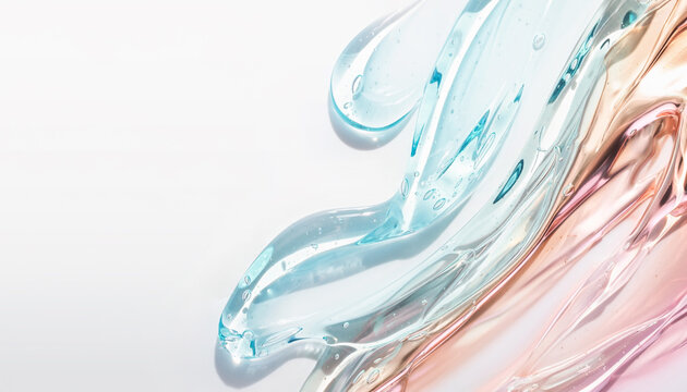 Elegant blue and pink cosmetic gel texture on white background 青とピンクの美しいコスメジェルテクスチャ背景素材