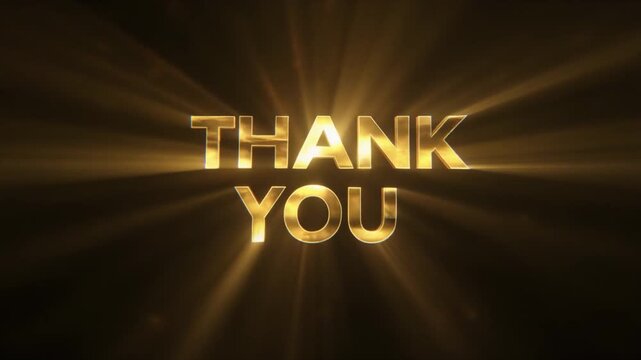 Cinematic Gold Thank You Text with Glitch Effect and Light Rays Animation