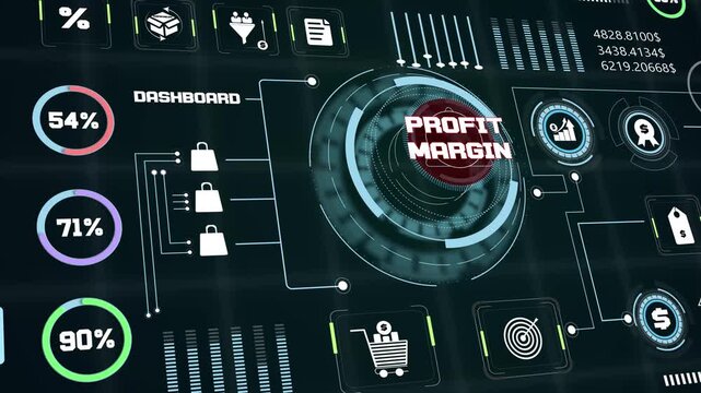 Financial forecasting background illustrating ecommerce profit margin details using modern technical interface display elements