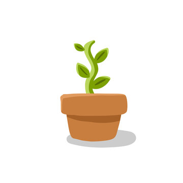 Plant pot in simple drawing style isolated illustration