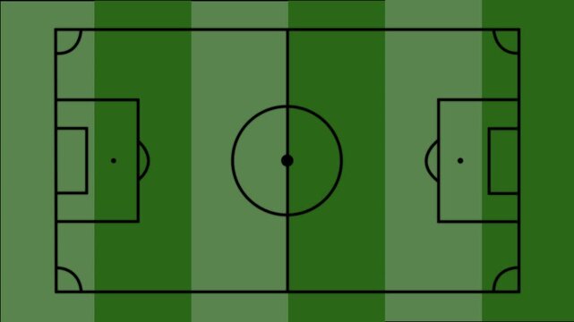 Animated soccer pitch Association Football grass field with drawn line markings [4K]