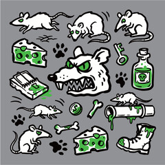 Fototapeta premium Rat and Rodent Pest Control Elements Collection
