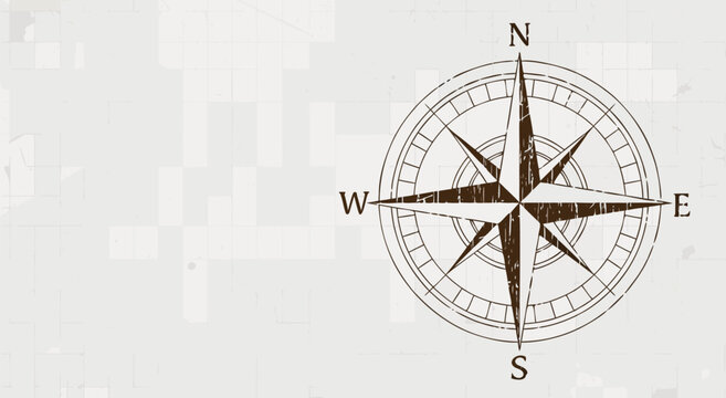 Vintage Nautical Compass Rose Illustration Vector Design Featuring Grunge Texture and Cartography Style for Maritime Navigation Background 23