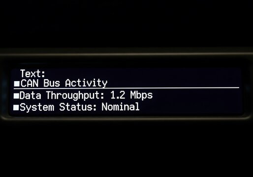 Industrial Car Dashboard Display Showing Can Bus Activity Data Throughput and System Status