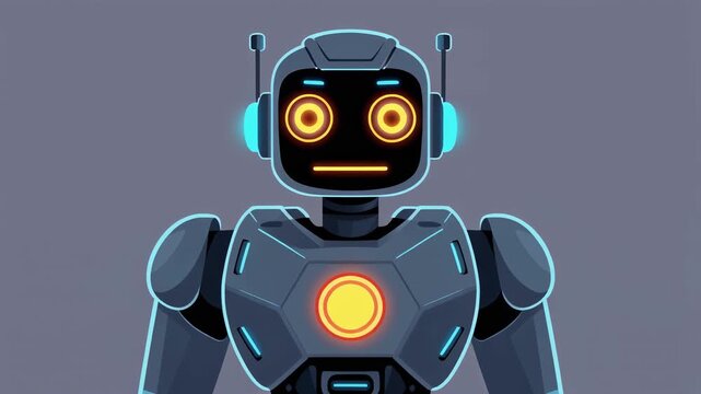 Futuristic robot with glowing blue and orange accents