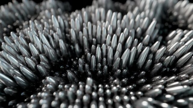 Close-Up of High-Frequency Vibrating Liquid Metal Creating Complex Patterns, Abstract Seamless Loop