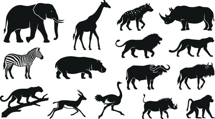 African Safari Animals Silhouette Collection © Nurjahan