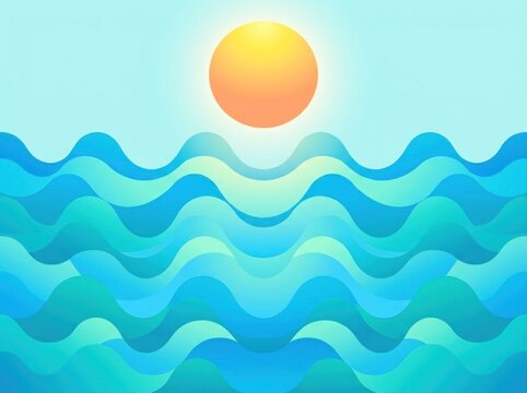 Vibrant Ocean Waves Under a Bright Sunny Sky.