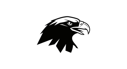 Fototapeta premium Black and white eagle head silhouette, aggressive look, isolated on white background