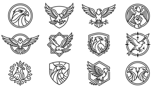 Collection of various eagle logos.
