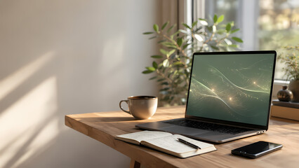 Fototapeta premium Modern Laptop Workspace in Natural Light