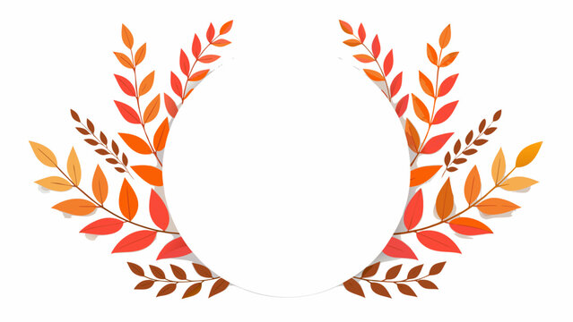 Autumn leaves wreath, orange and red foliage, vector laurel wreath, fall decoration element