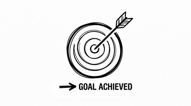 goal achive doodle illustration on white background