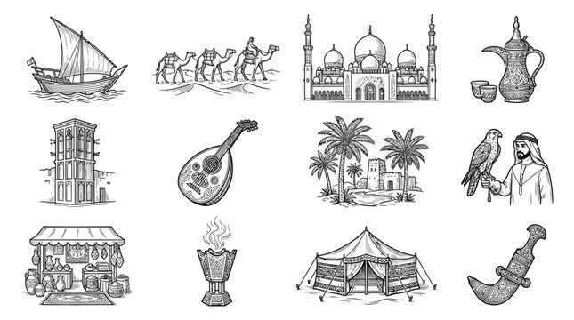 Middle Eastern Cultural Heritage Icons.